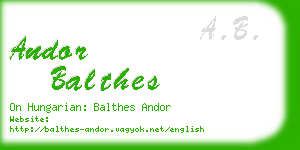 andor balthes business card